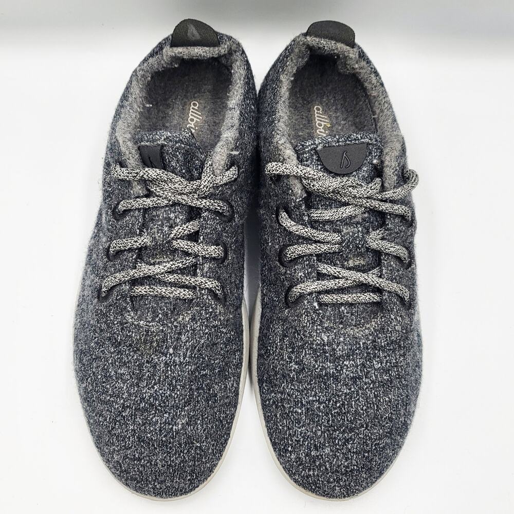 Allbirds Wool Runner Speckled Black Light Gray Soles Casual Sneakers Men's Sz 9